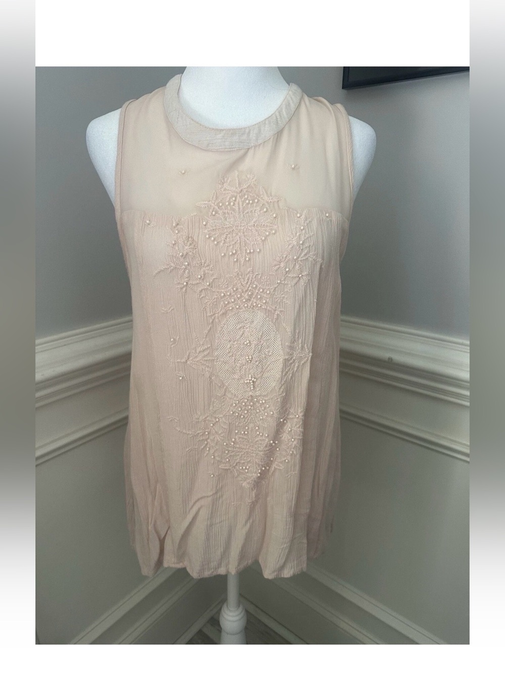 Japna Pink Tunic Sleeveless Sheer Bodice With Beading